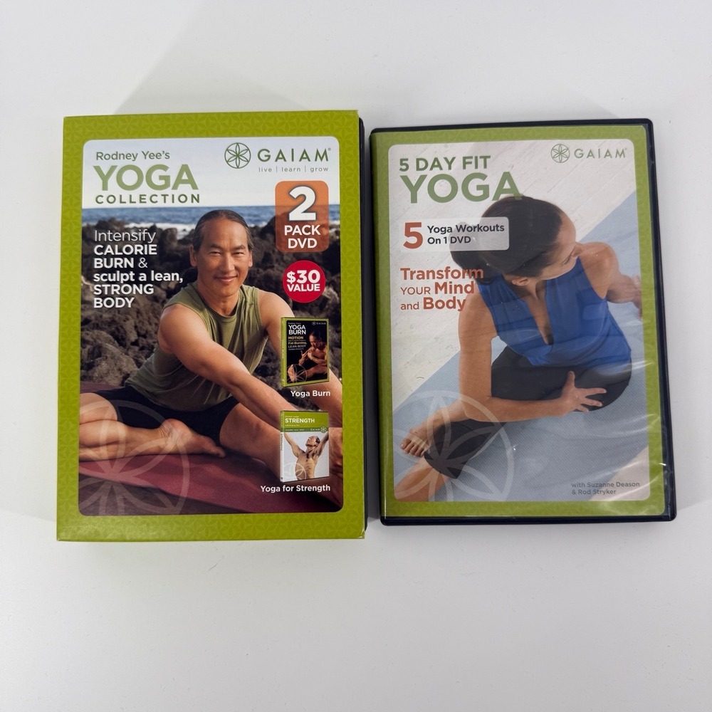 Gaiam Yoga DVD Bundle Rodney Yee Yoga Burn Strength 5 Day Fit Suzanne Deason
